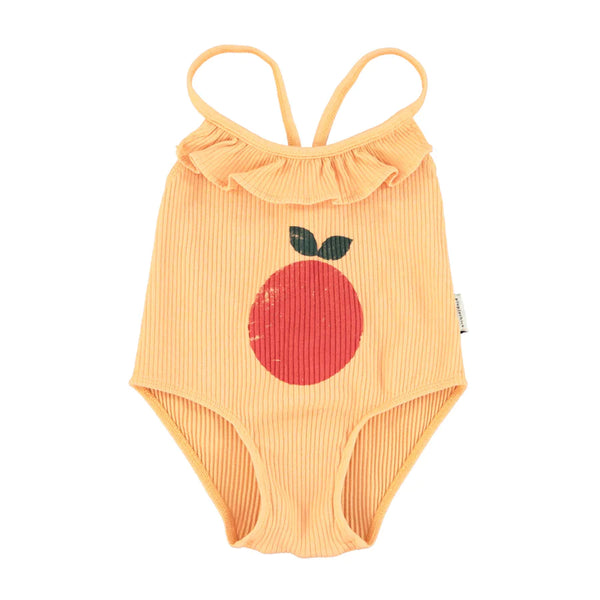 PiuPiuchick Swimsuit Ruffles Peach/Apple Print