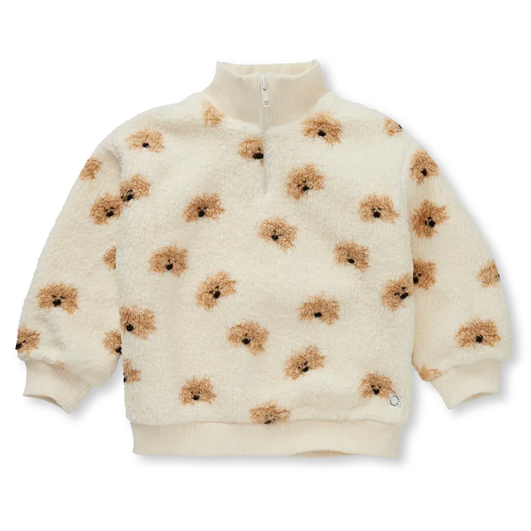 Sproet & Sprout Teddy Mock Zip Dog Print