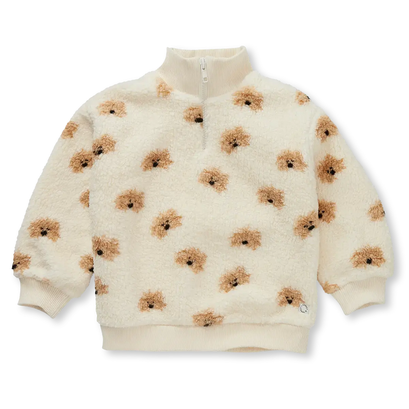 Sproet & Sprout Teddy Mock Zip Dog Print