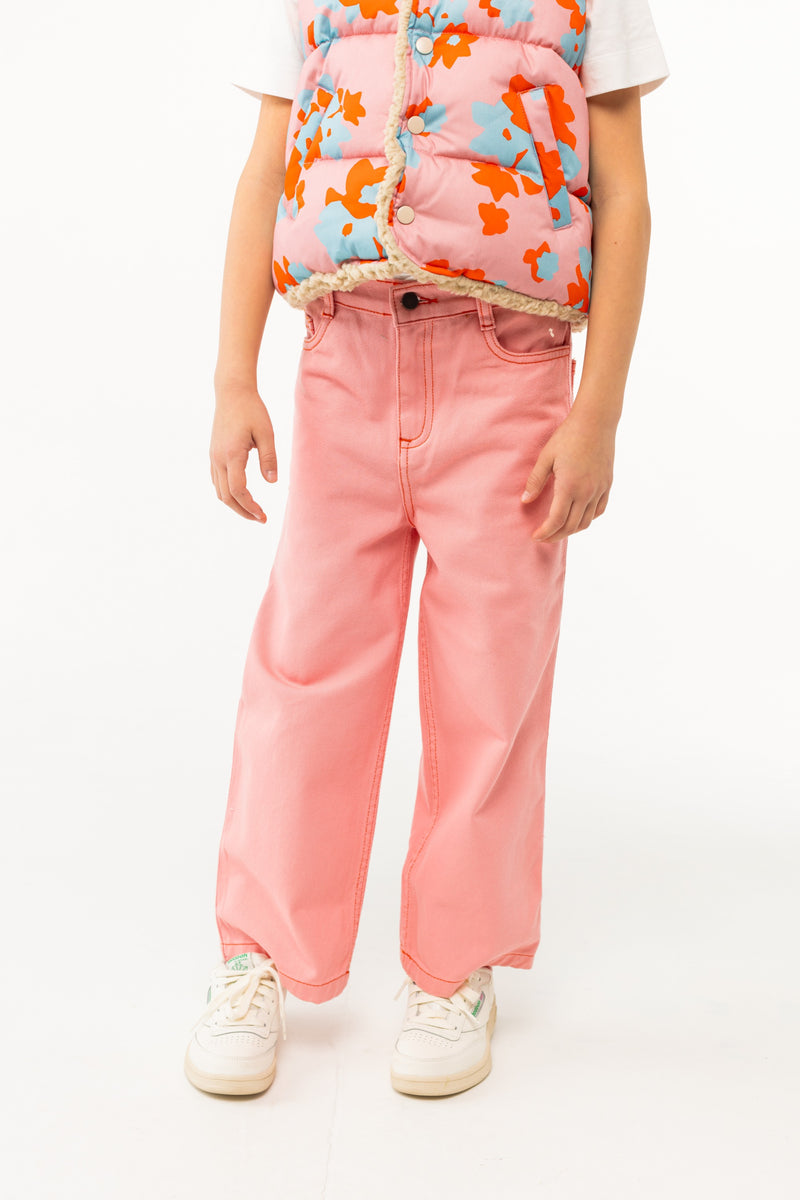 Tiny Cottons Straight Contrast Jeans Peach