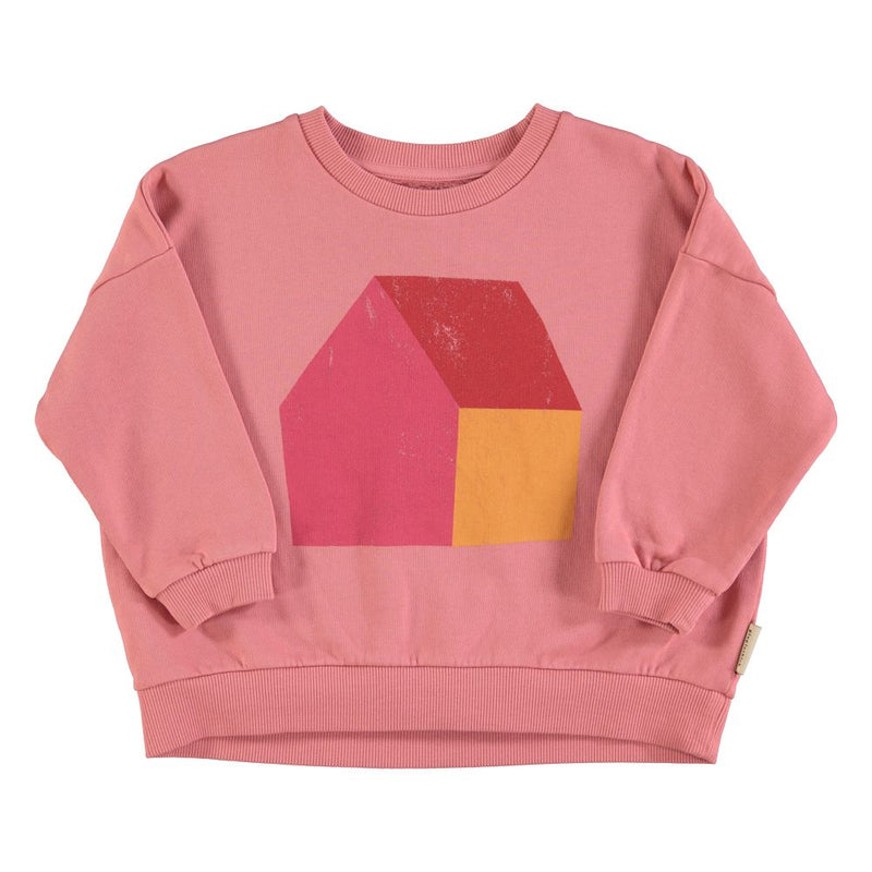 PiuPiuchick Sweatshirt Pink/Multicolor House Print