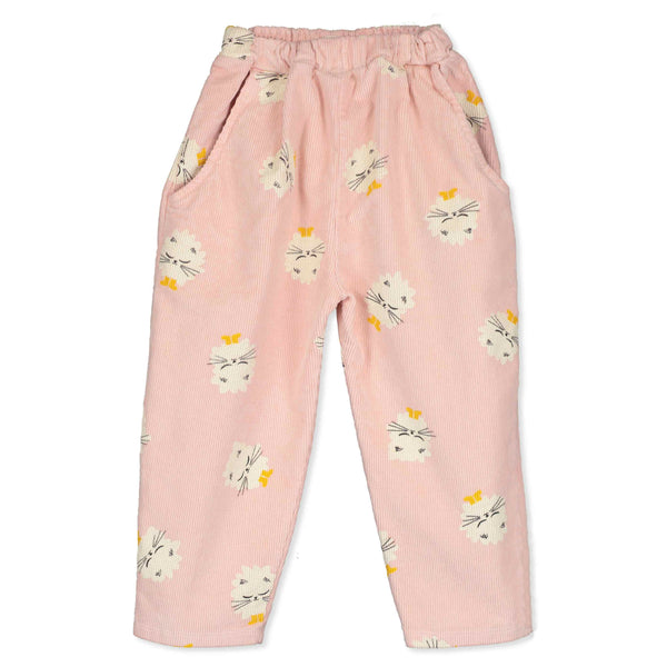 Lötiekids Corduroy Wide Pants Kittens In Boots Rose