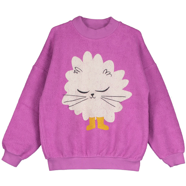 Lötiekids Teddy Sweatshirt Kitten In Boots Orchid