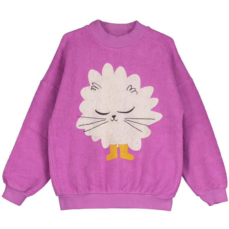 Lötiekids Teddy Sweatshirt Kitten In Boots Orchid