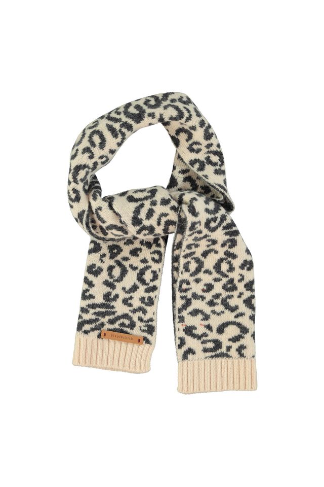 PiuPiuchick Knitted Scarf Light pink w/ Black Animal Print