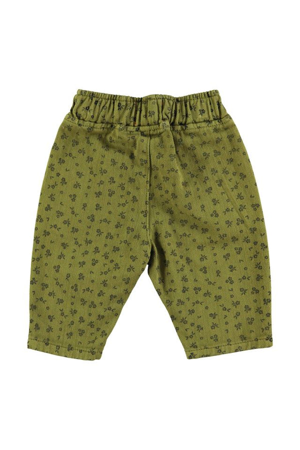 PiuPiuchick Baby Unisex Trousers Khaki w/ Black Flowers