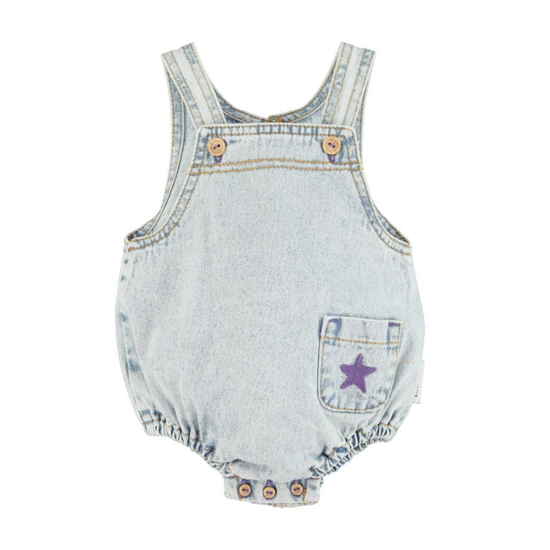 PiuPiuchick Baby Romper Washed Blue Denim