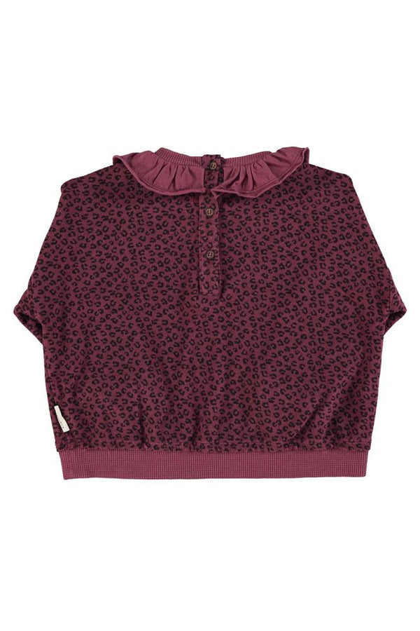 PiuPiuchick Terry Cotton Sweatshirt Aubergine w/ Animal Print
