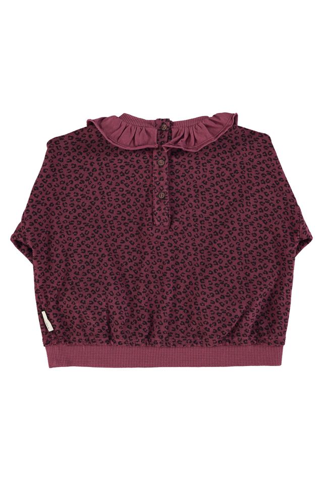PiuPiuchick Terry Cotton Sweatshirt Aubergine w/ Animal Print