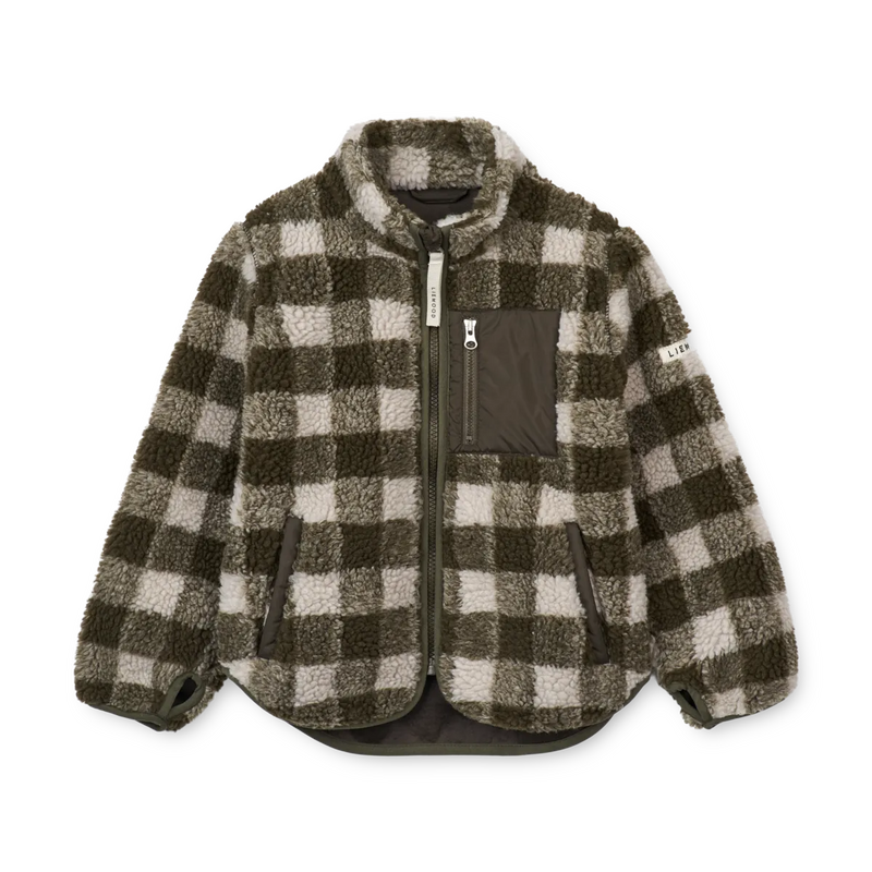 Liewood Nolan Pile Jacket Check Army Brow/Dark Sandy