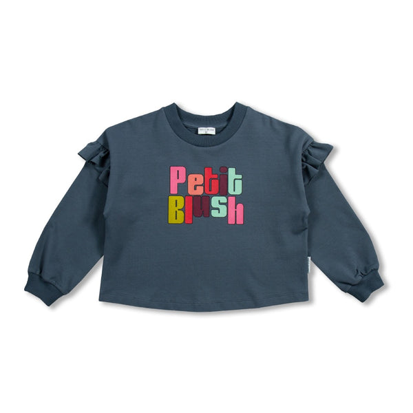 Petit Blush June Ruffle Sweater Stormy Weather