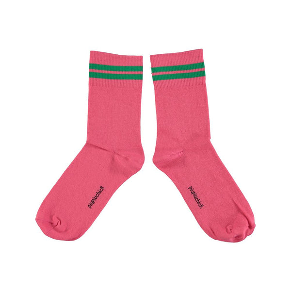 PiuPiuchick Short Socks Pink & Green Stripes