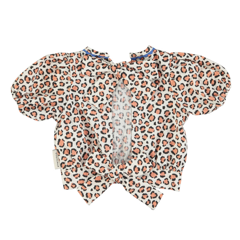 PiuPiuchick Cropped Blouse w/Ballon Sleeves Animal Print