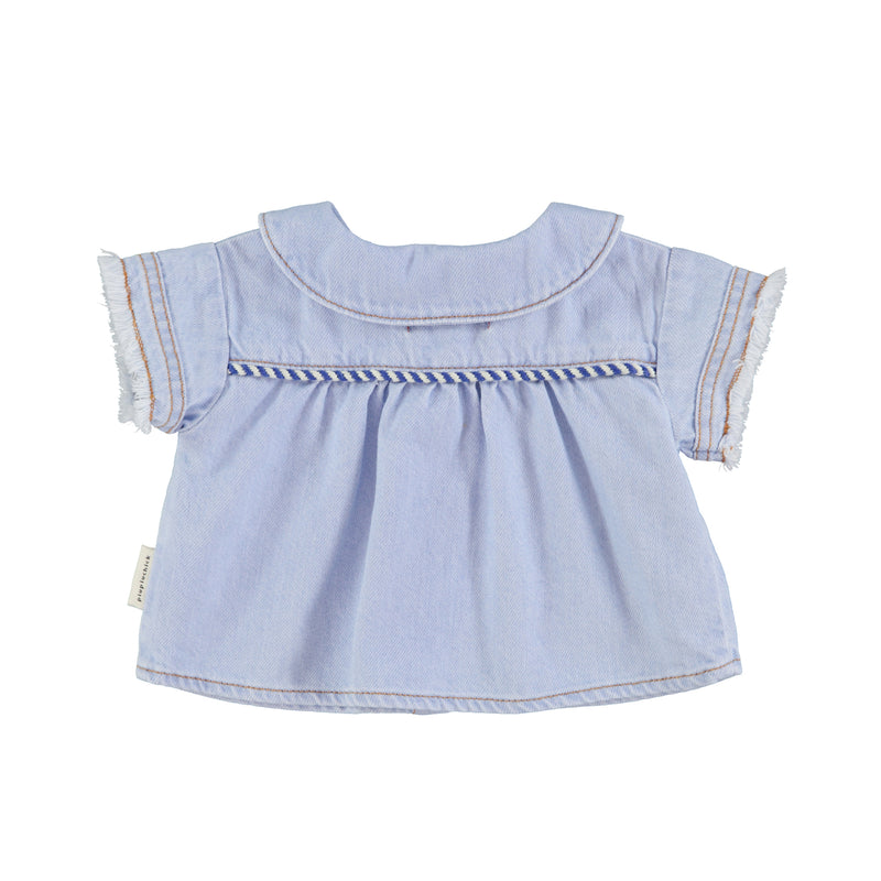 PiuPiuchick Peter Pan Collar Shirt Light Blue Soft Denim