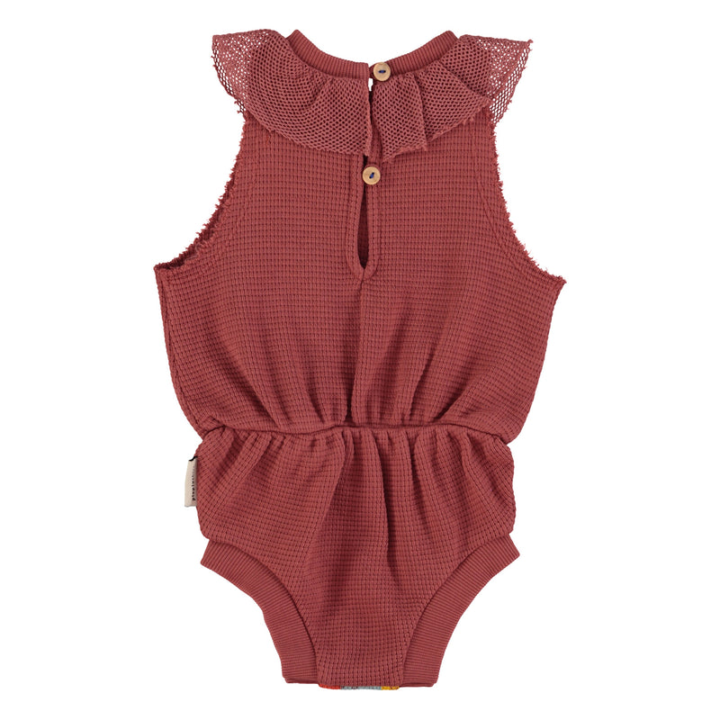 PiuPiuchick Playsuit Aubergine w/Multicolor Stripes