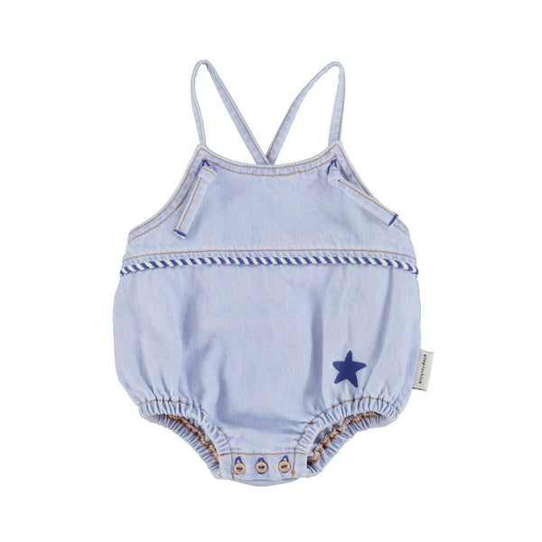 PiuPiuchick Baby Romper Light Blue Soft Denim