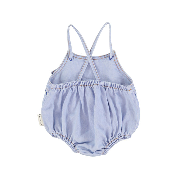 PiuPiuchick Baby Romper Light Blue Soft Denim