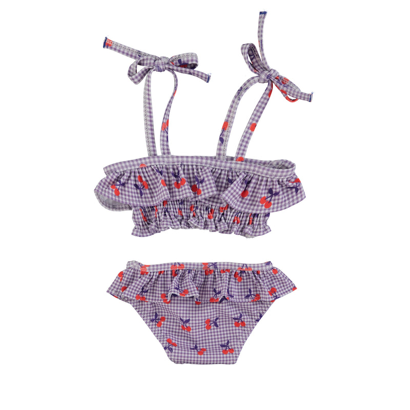 PiuPiuchick Bikini Purple & White Checkered w/Cherries