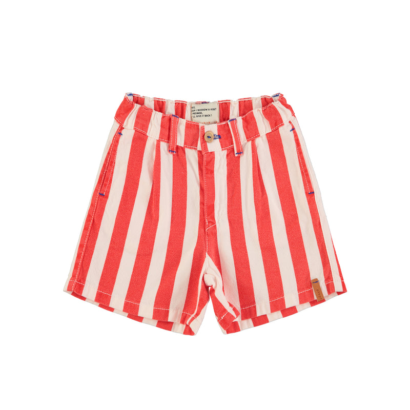 PiuPiuchick Boy Shorts White & Red Stripes