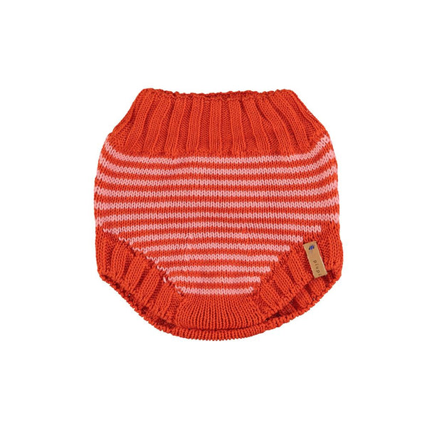 PiuPiuchick Knitted Baby Shorties Pink/Red Stripes