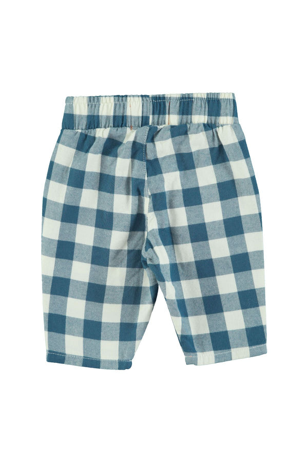 PiuPiuchick Baby Unisex Trousers Blue & White Checkered