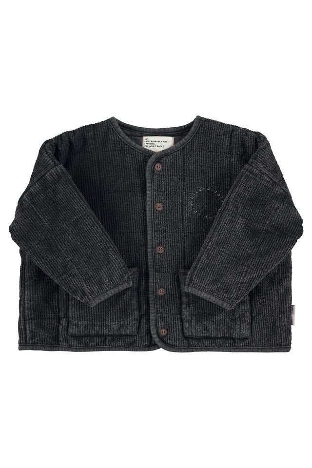 PiuPiuchick Baby Paded Jacket Washed Black w/ "Rock star" Print