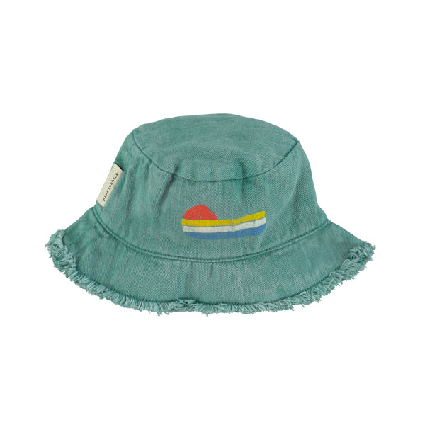 PiuPiuchick Hat Green w/Multicolor Wave Print