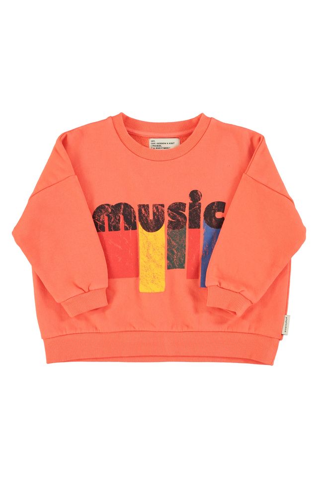 PiuPiuchick Sweatshirt Orange w/ "Music" Print