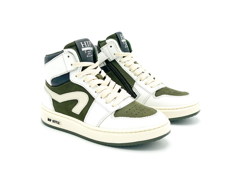 Hip Basketter Combi Wit Khaki (maat 32-41)