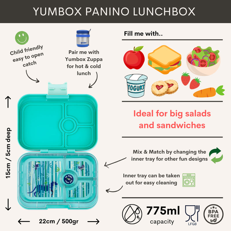 Yumbox Panino 4-Vakken Tropical Aqua/Panther Tray