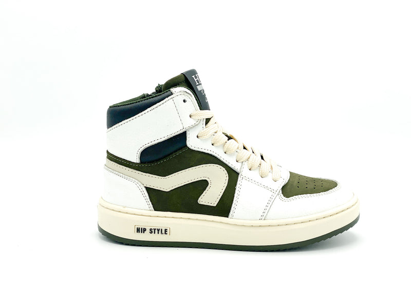 Hip Basketter Combi Wit Khaki (maat 32-41)