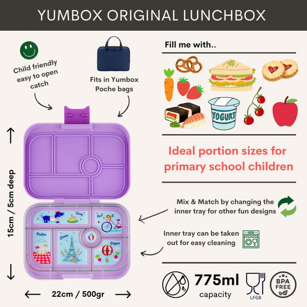 Yumbox Original 6-vlakken Lulu Purple/Paris Tray