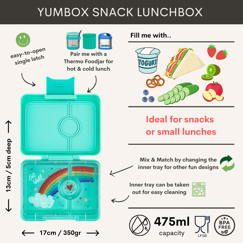 Yumbox Snack 3-vakken Miami Aqua/Rainbow Tray