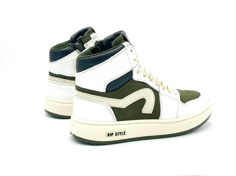 Hip Basketter Combi Wit Khaki (maat 32-41)