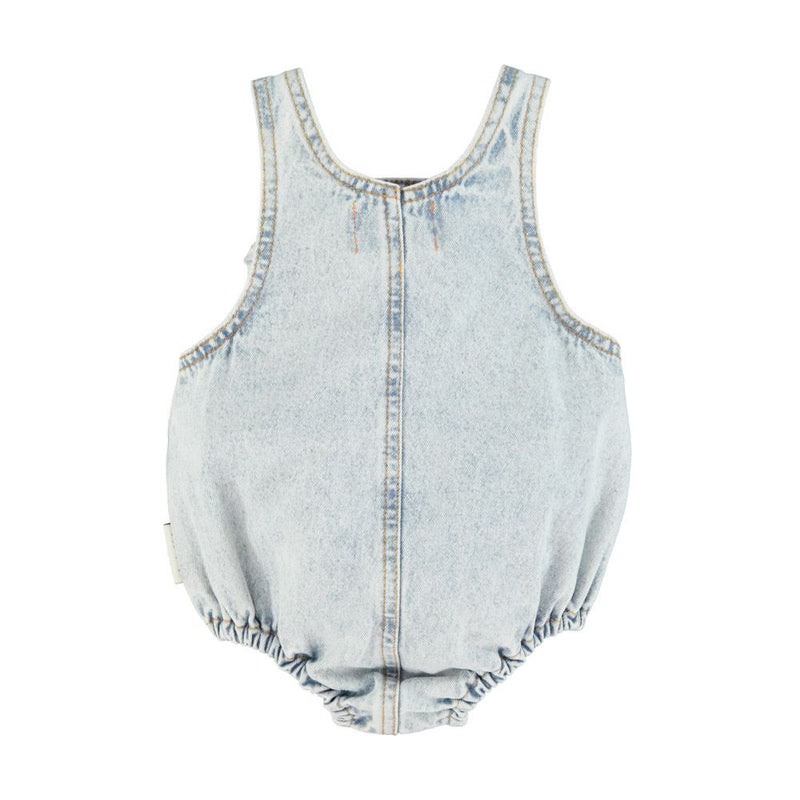 PiuPiuchick Baby Romper Washed Blue Denim