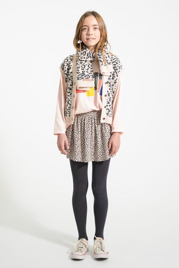 PiuPiuchick Knitted Scarf Light pink w/ Black Animal Print