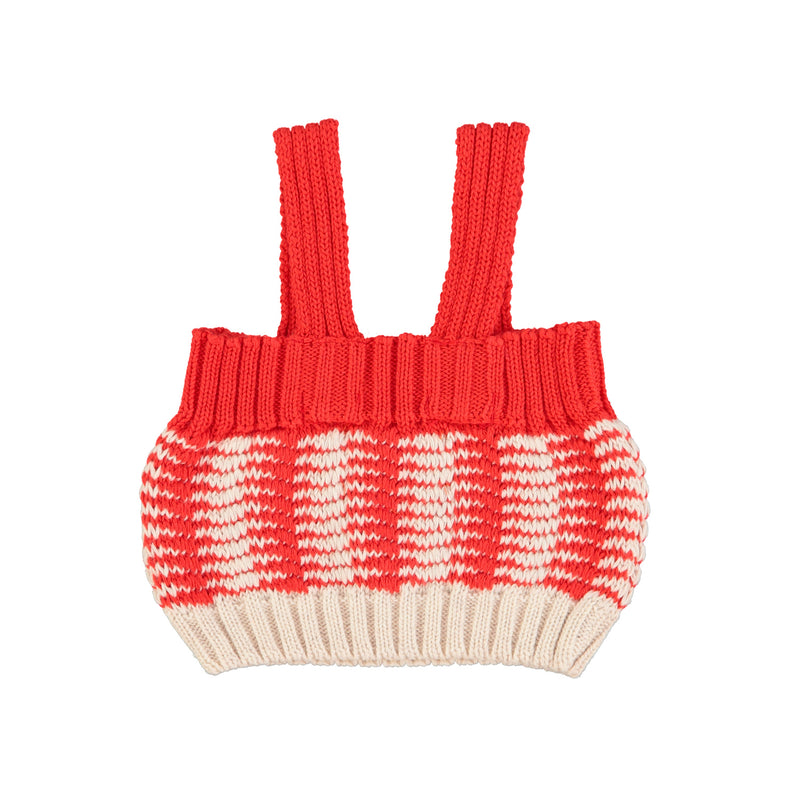 PiuPiuchick Knitted Top w/Straps Ecru & Red Stripes