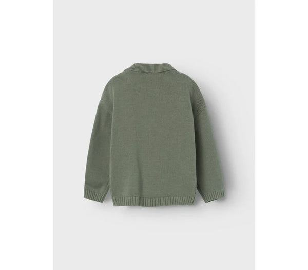 Lil Atelier Theo LS Loose Knit Card Agave Green