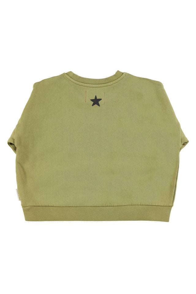 PiuPiuchick Sweatshirt Olive Green w/ Tiger Print