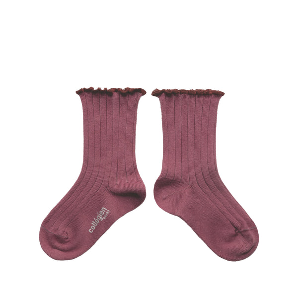 Collégien Korte Kousen Met Borduursel Delphine Raisin Rose