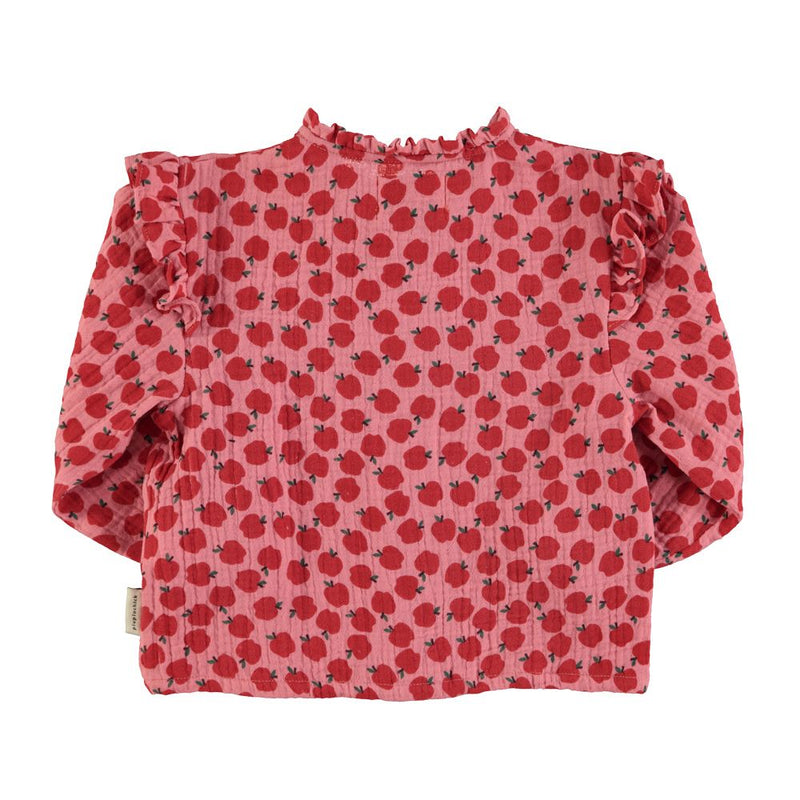 PiuPiuchick Blouse Frills Light Pink/Red Apples