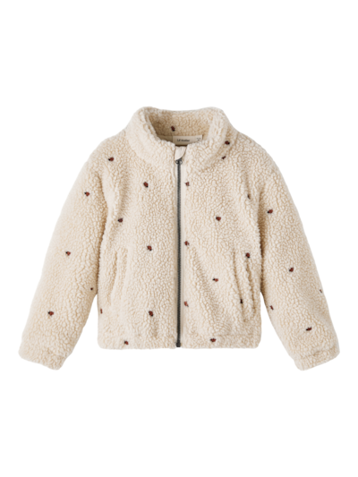 Lil Atelier Nalo Sherpa Loose Jacket Sandshell Hearts