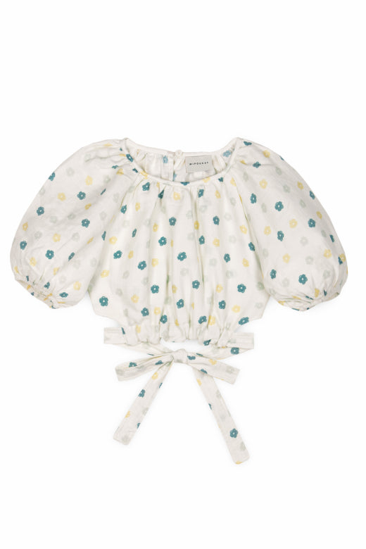 Mipounet Adeline Muslin Flower Top Green Lily