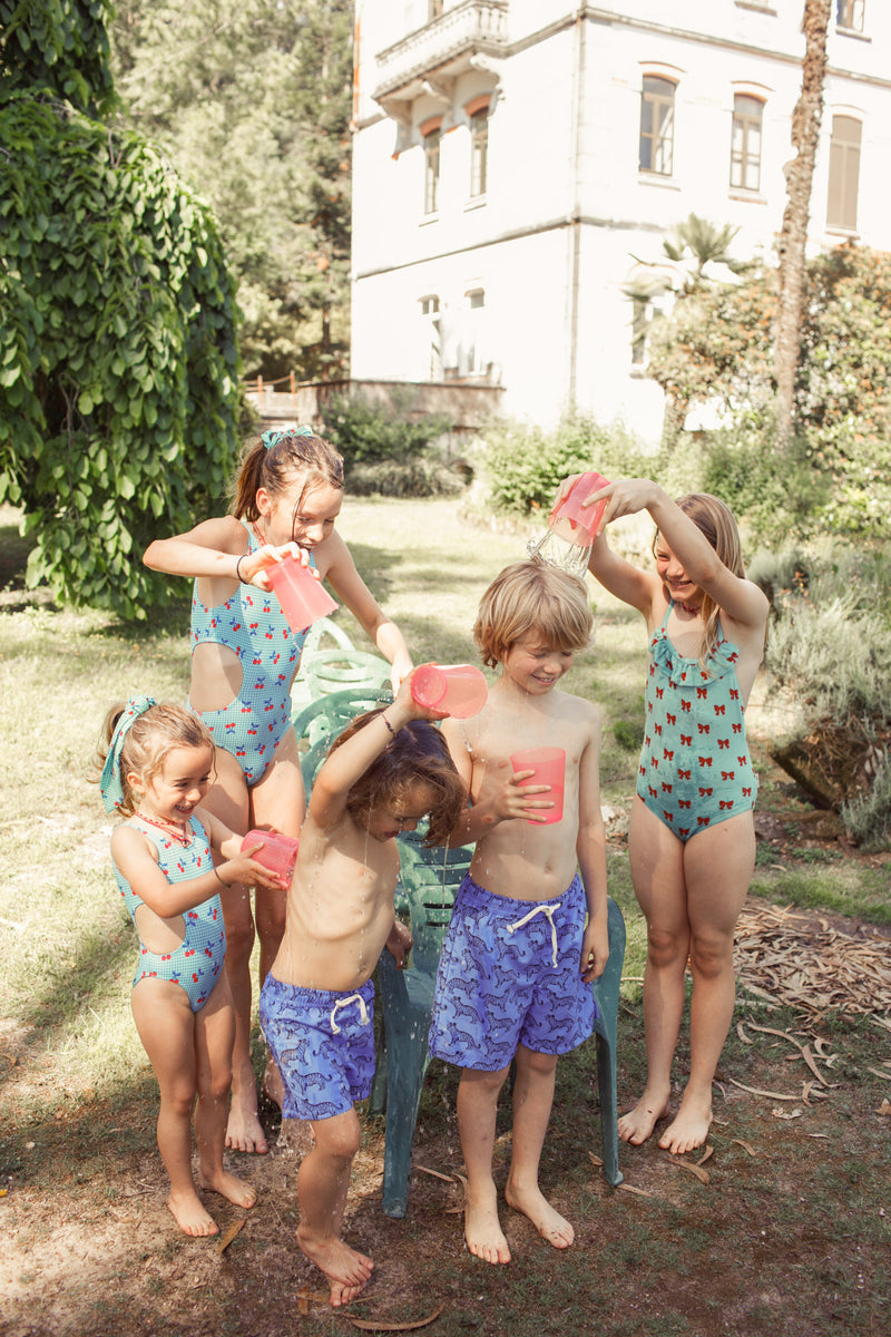 PiuPiuchick Swimshorts Blue w/Black Tigers