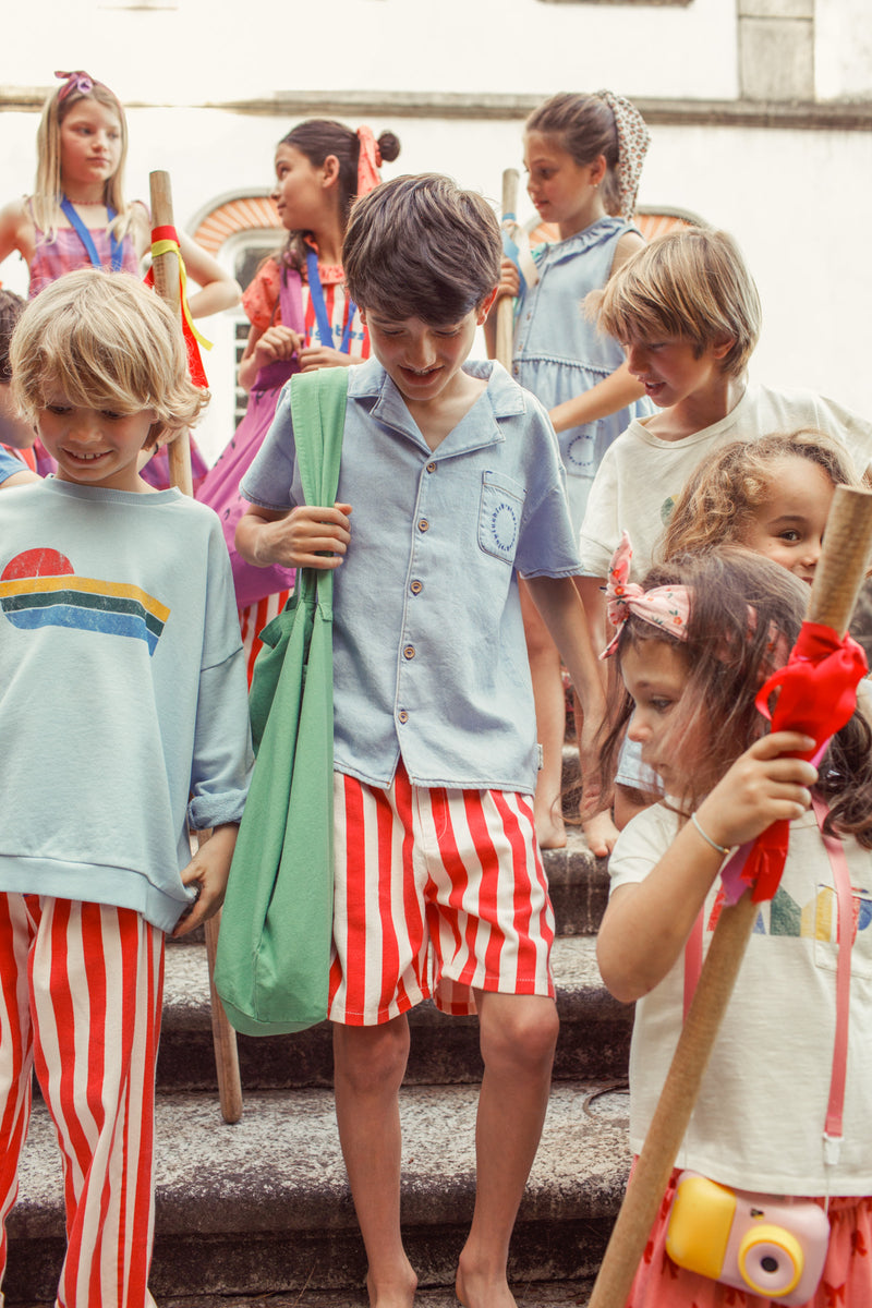 PiuPiuchick Boy Shorts White & Red Stripes