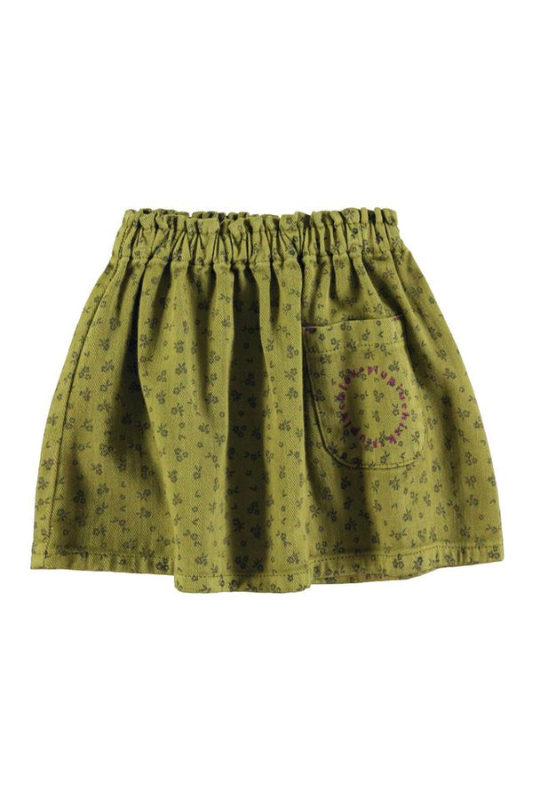 PiuPiuchick Short Skirt Khaki w/ Black Flowers