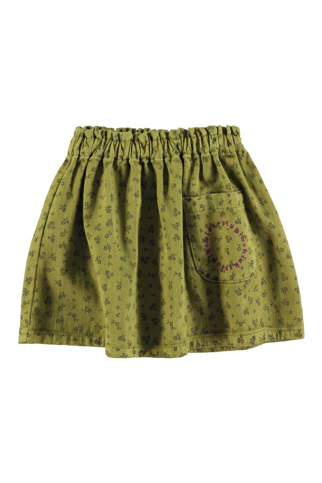 PiuPiuchick Short Skirt Khaki w/ Black Flowers
