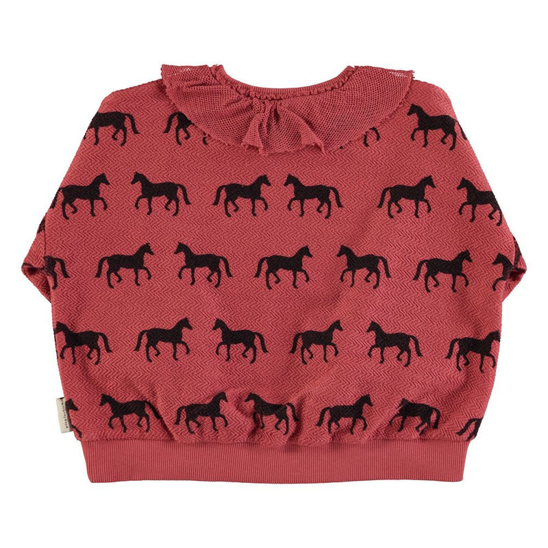 PiuPiuchick Sweatshirt Old Pink/Black Horses