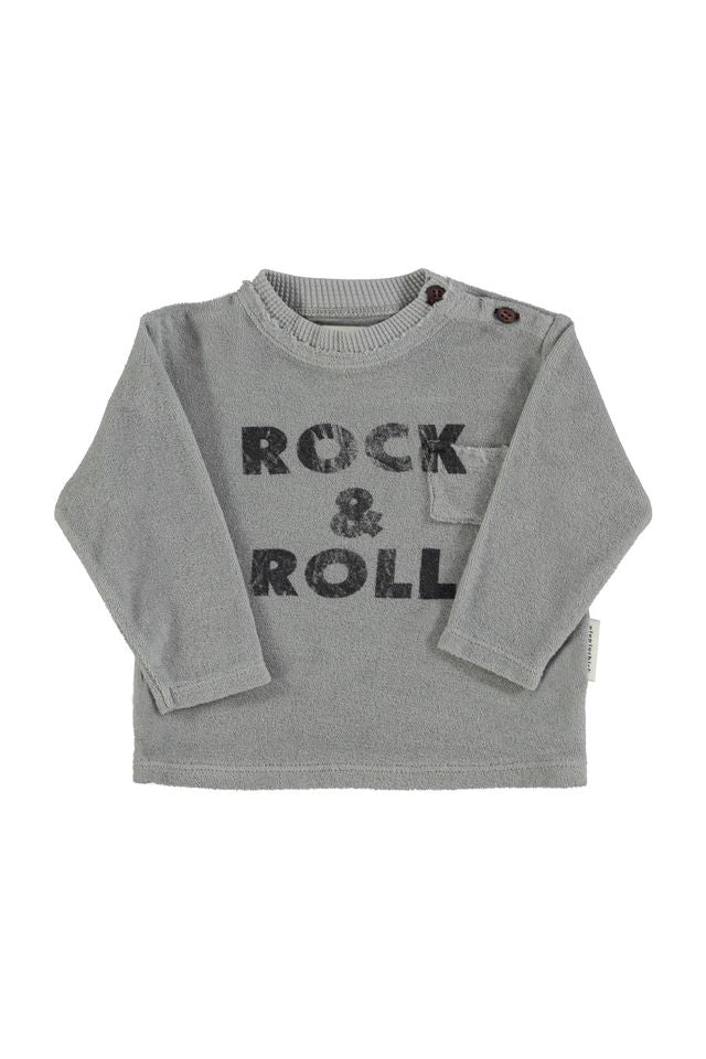 PiuPiuchick Terry Cotton Longsleeve T-shirt Grey w/ "Rock & roll" Print