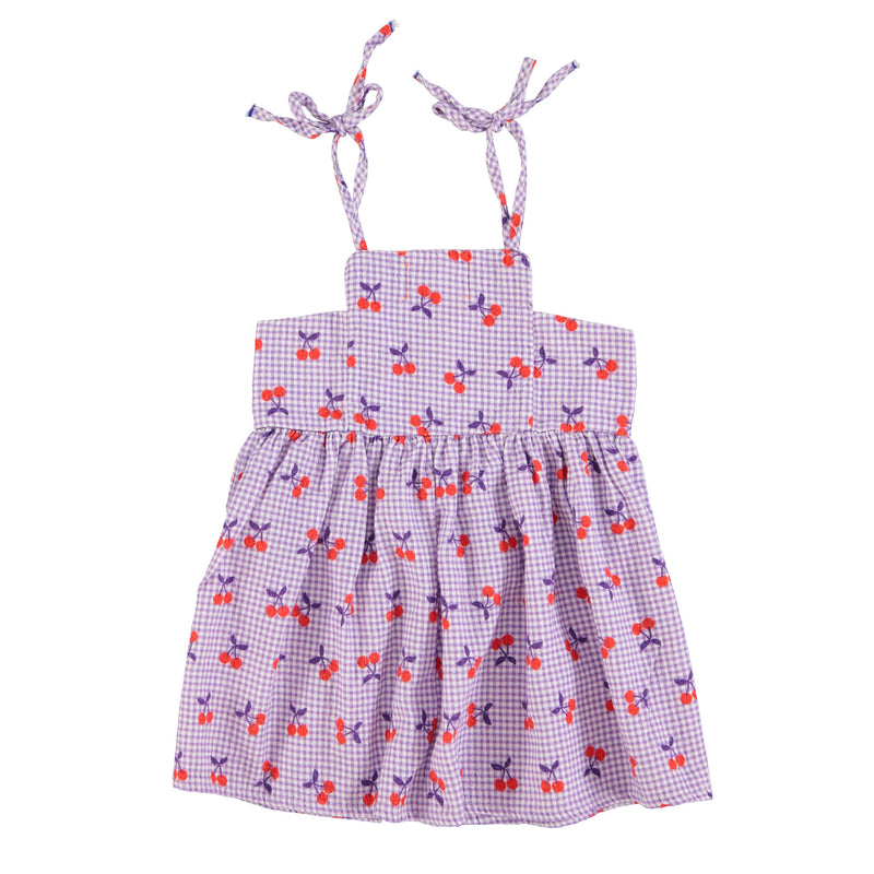 PiuPiuchick Short Dress Purple & White Checkered w/Cherries